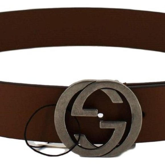 Gucci Brown Leather Silver Toned Hardware Interloc main image 4
